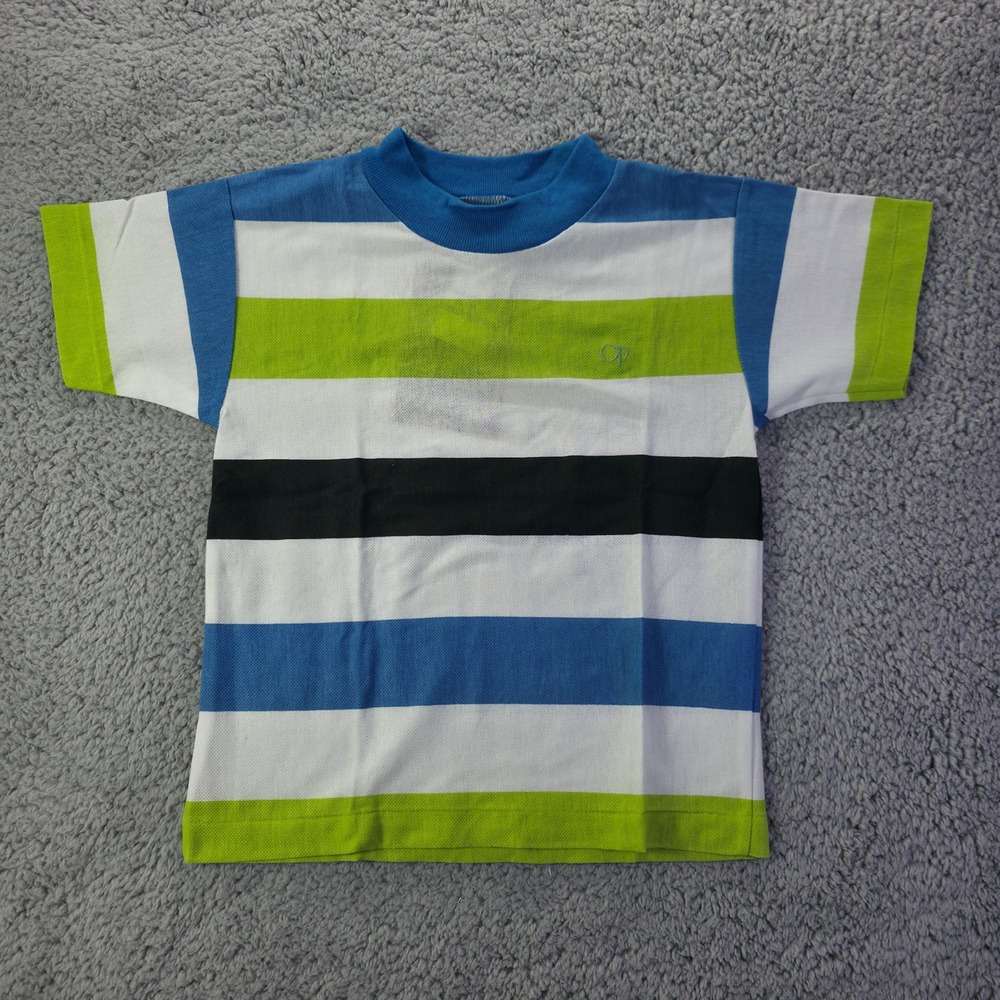 Ocean Pacific Kids Large Short Sleeve Striped T-Shirt Blue Green White NWT USA